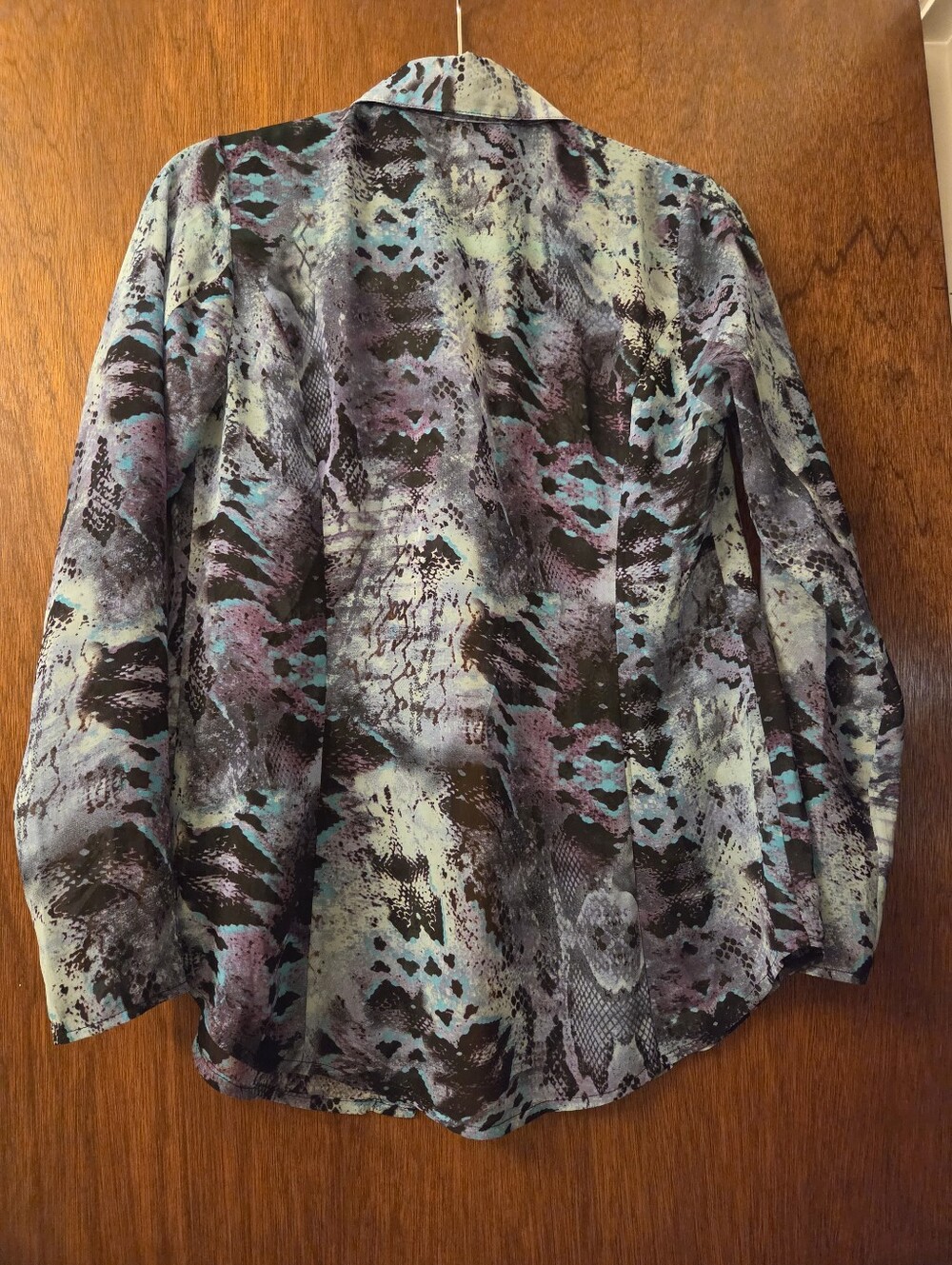 CAbi ~ Purple & Black Snakeskin Print Button-Down Blouse~Small - Picture 12 of 12